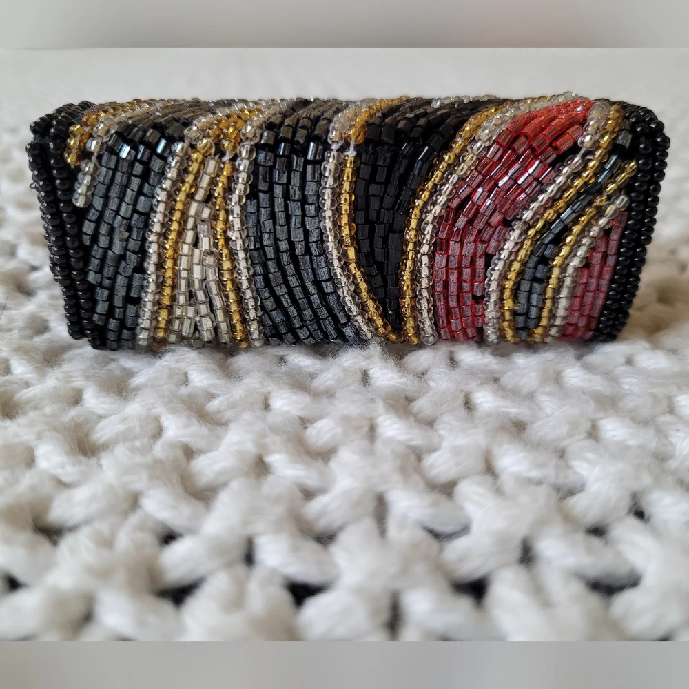 Vintage 80s Small Beaded Coin Purse/Pouch & Lipstick Case, Multicolor